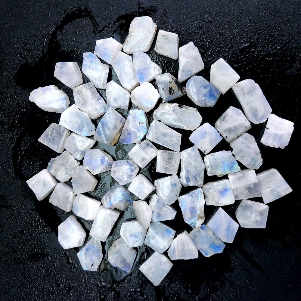 746 Cts. Natural Blue Fire Rainbow Moonstone Rough Loose Gemstone Lot Size 10x11-12x22 mm.#R-12604