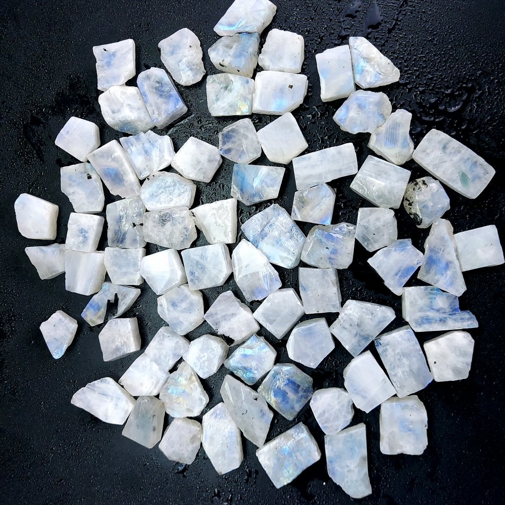 936 Cts. Natural Blue Fire Rainbow Moonstone Rough Loose Gemstone Lot Size 10x11-12x22 mm.#R-12605