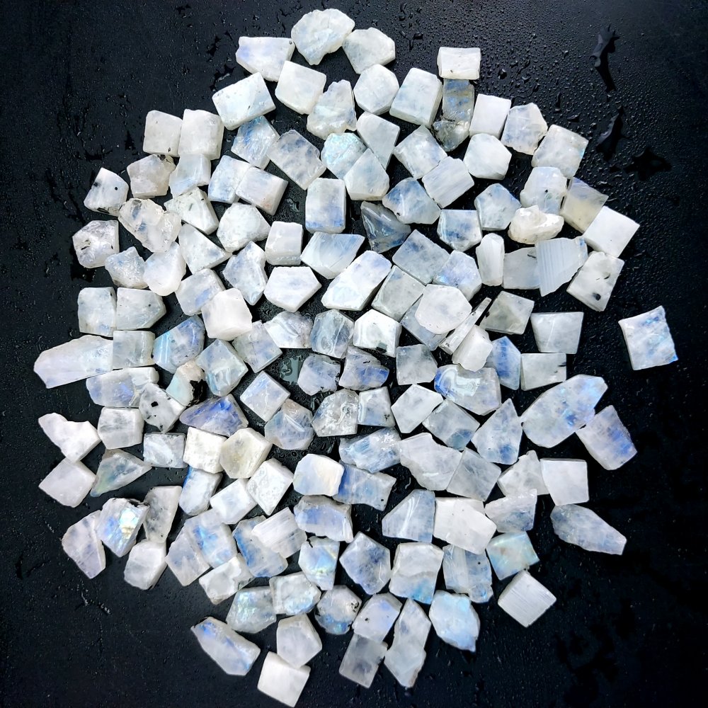 1282 Cts. Natural Blue Fire Rainbow Moonstone Rough Loose Gemstone Lot Size 10x11-10x25 mm.#R-12609