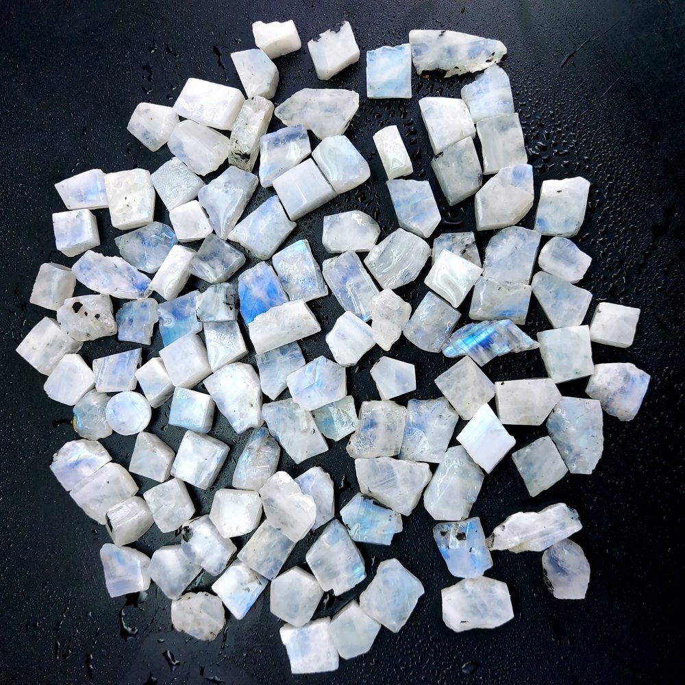 1012 Cts. Natural Blue Fire Rainbow Moonstone Rough Loose Gemstone Lot Size 10x11-10x25 mm.#R-12611