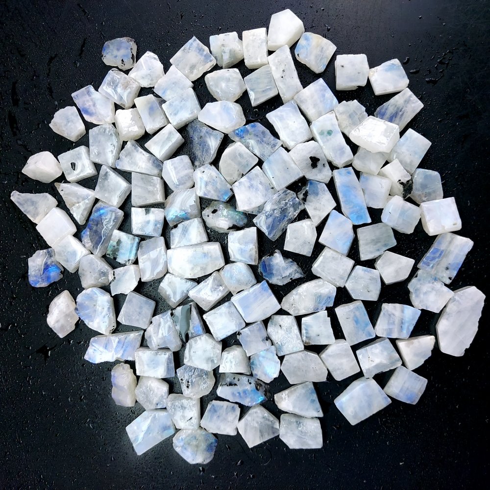 1026 Cts. Natural Blue Fire Rainbow Moonstone Rough Loose Gemstone Lot Size 10x11-10x25 mm.#R-12614