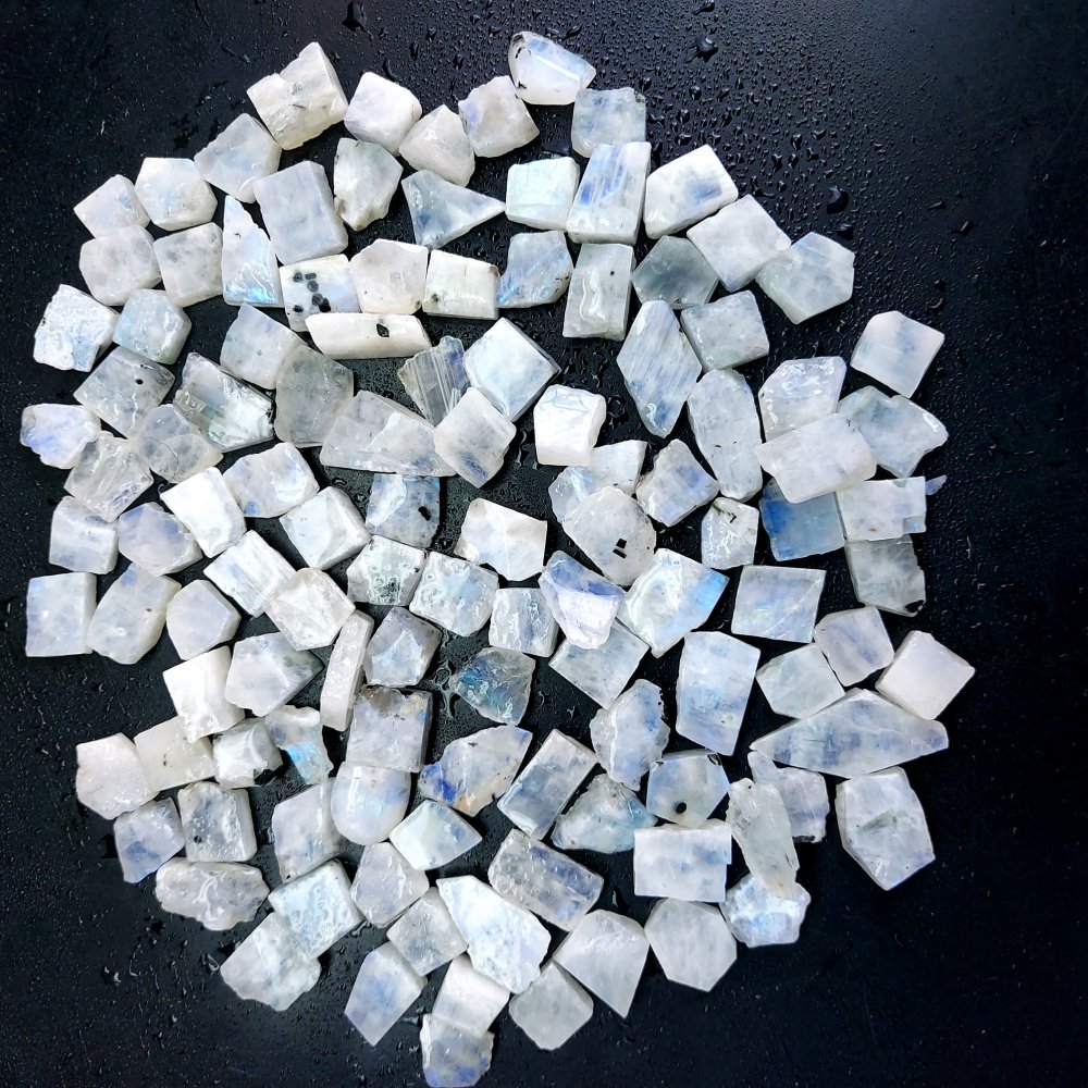 1018 Cts. Natural Blue Fire Rainbow Moonstone Rough Loose Gemstone Lot Size 10x11-10x25 mm.#R-12615