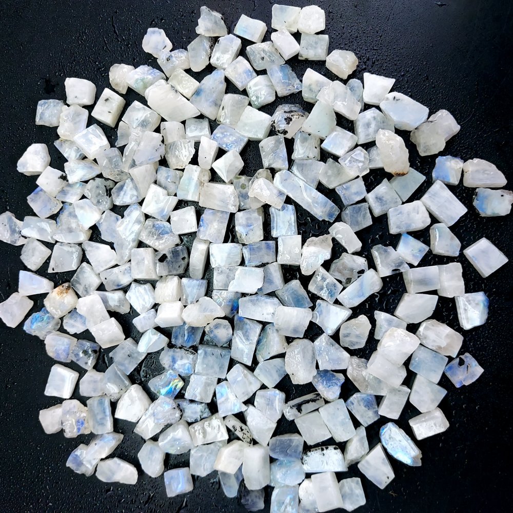 1186 Cts. Natural Blue Fire Rainbow Moonstone Rough Loose Gemstone Lot Size 8x9-8x16 mm.#R-12621