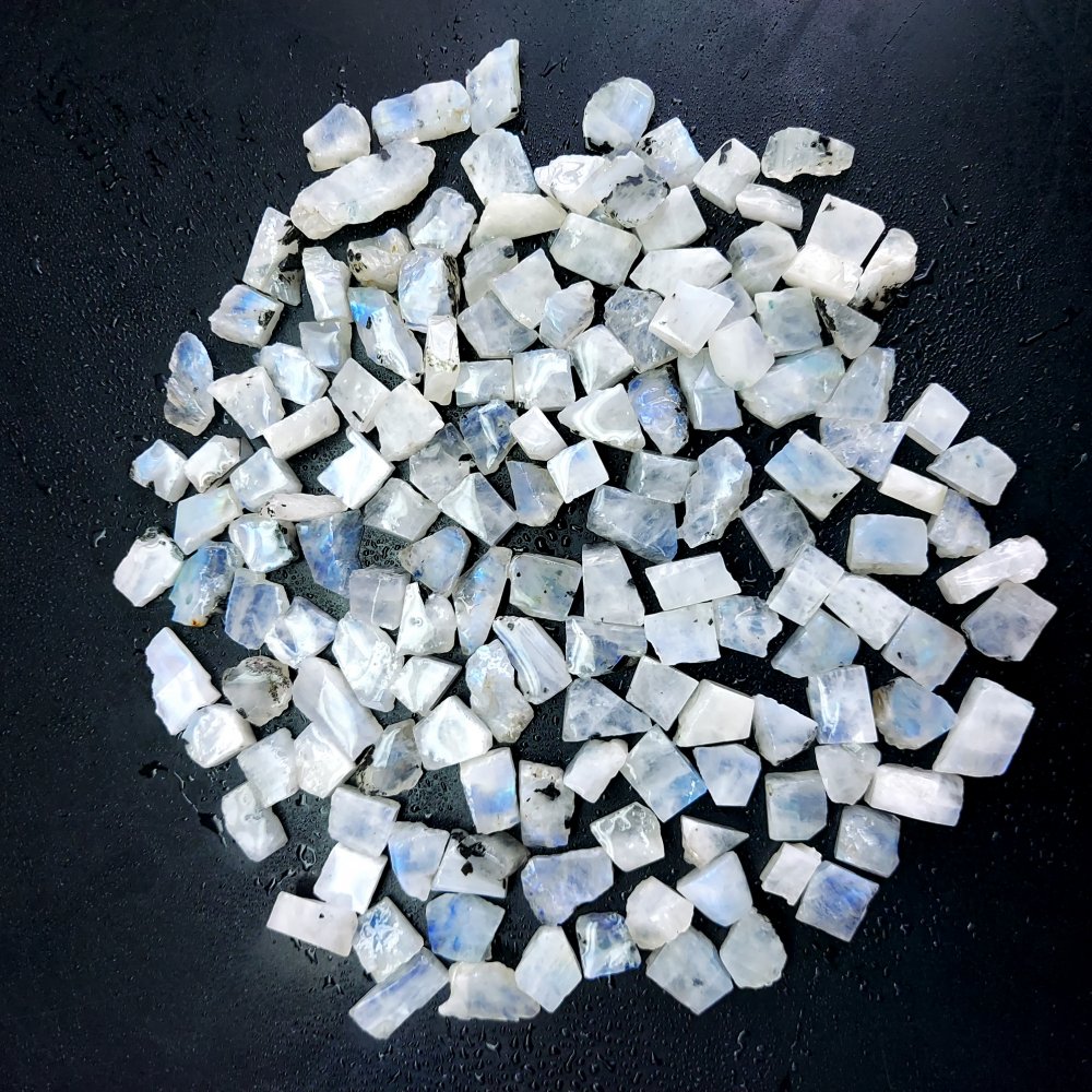 887 Cts. Natural Blue Fire Rainbow Moonstone Rough Loose Gemstone Lot Size 8x9-8x16 mm.#R-12623