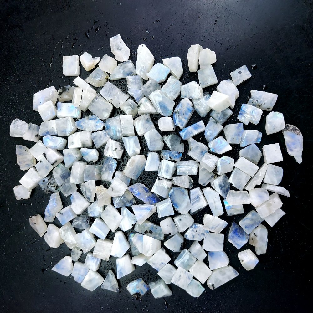 668 Cts. Natural Blue Fire Rainbow Moonstone Rough Loose Gemstone Lot Size 7x8-8x18 mm.#R-12646