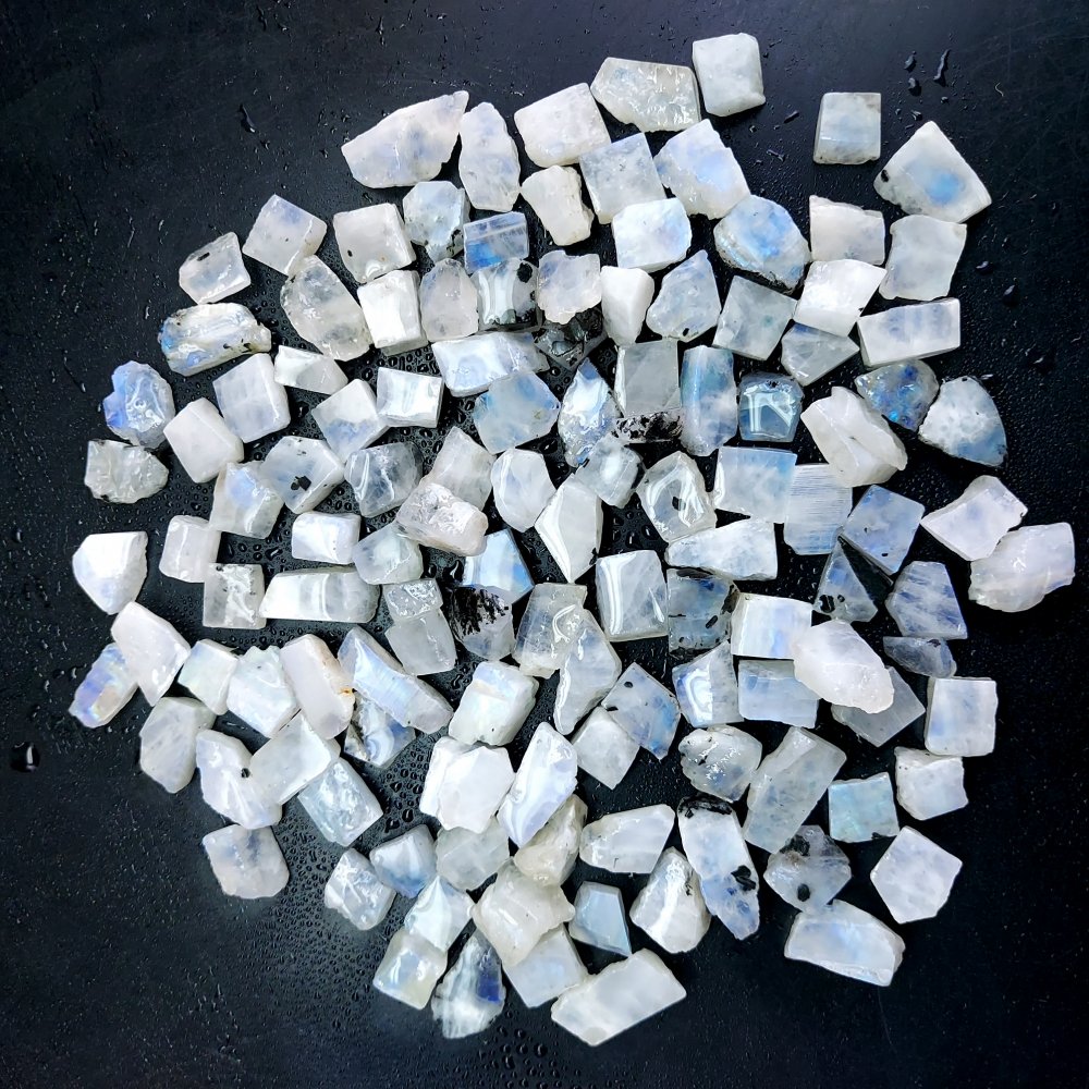 762 Cts. Natural Blue Fire Rainbow Moonstone Rough Loose Gemstone Lot Size 8x9-8x16 mm.#R-12627