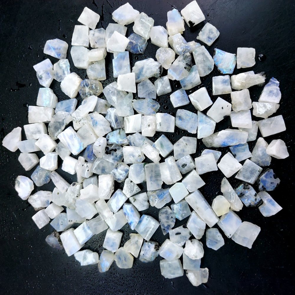 872 Cts. Natural Blue Fire Rainbow Moonstone Rough Loose Gemstone Lot Size 8x9-8x16 mm.#R-12628