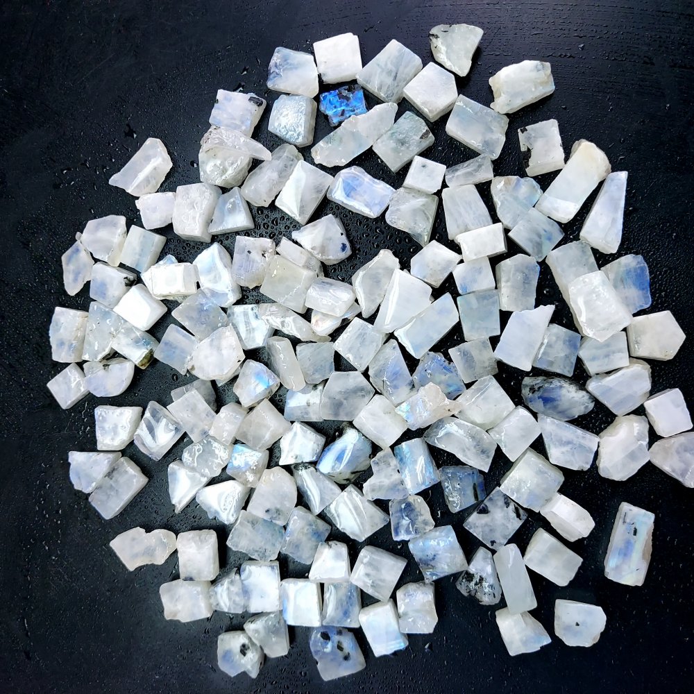 815 Cts. Natural Blue Fire Rainbow Moonstone Rough Loose Gemstone Lot Size 8x9-8x16 mm.#R-12629