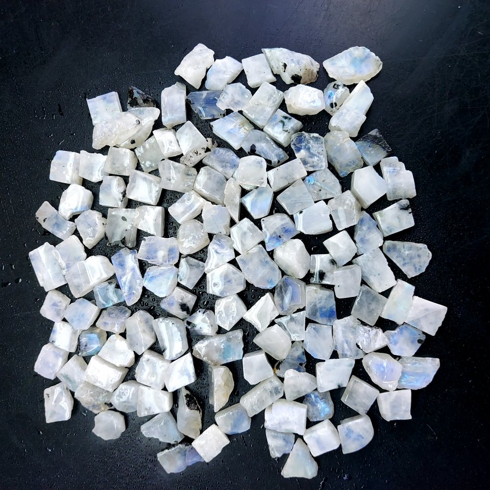 768 Cts. Natural Blue Fire Rainbow Moonstone Rough Loose Gemstone Lot Size 8x9-8x16 mm.#R-12631