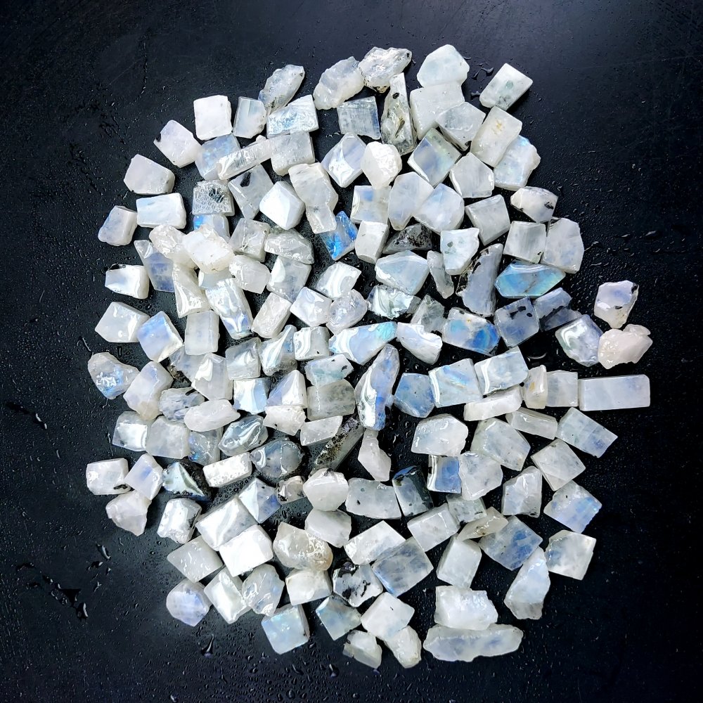 908 Cts. Natural Blue Fire Rainbow Moonstone Rough Loose Gemstone Lot Size 8x9-8x16 mm.#R-12633