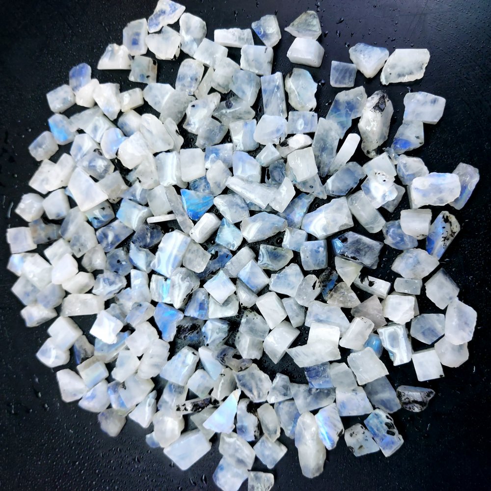 707 Cts. Natural Blue Fire Rainbow Moonstone Rough Loose Gemstone Lot Size 7x8-8x18 mm.#R-12641