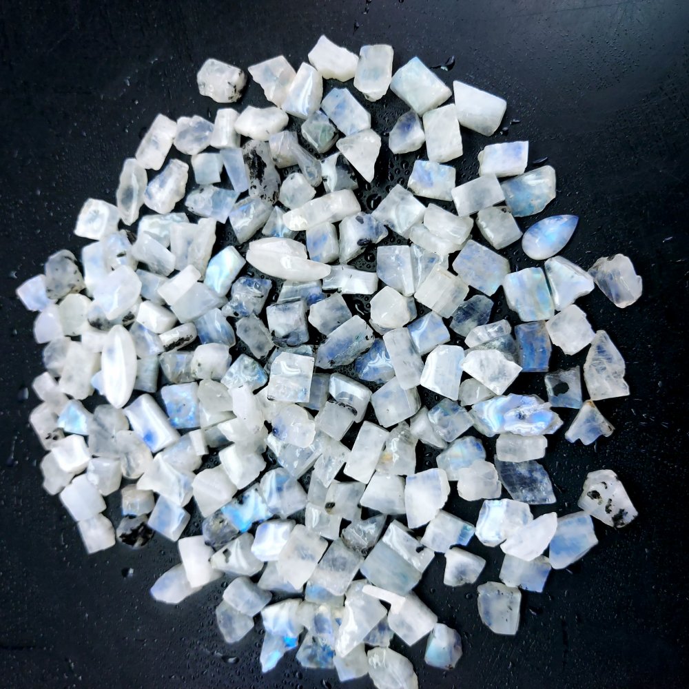 617 Cts. Natural Blue Fire Rainbow Moonstone Rough Loose Gemstone Lot Size 7x8-8x18 mm.#R-12643