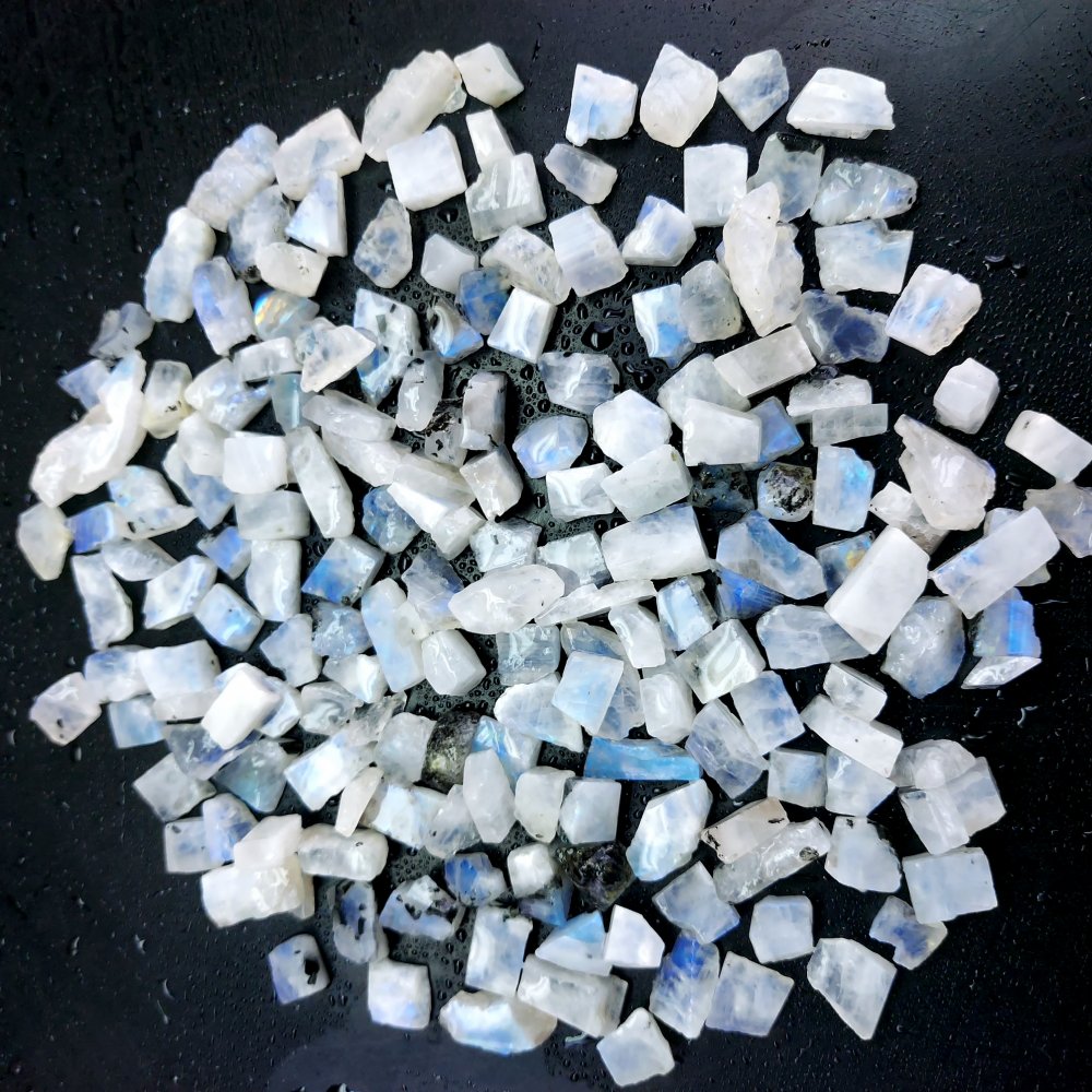 657 Cts. Natural Blue Fire Rainbow Moonstone Rough Loose Gemstone Lot Size 7x8-8x18 mm.#R-12644