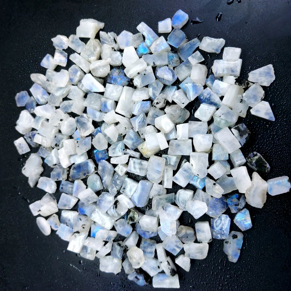 682 Cts. Natural Blue Fire Rainbow Moonstone Rough Loose Gemstone Lot Size 7x8-8x18 mm.#R-12645