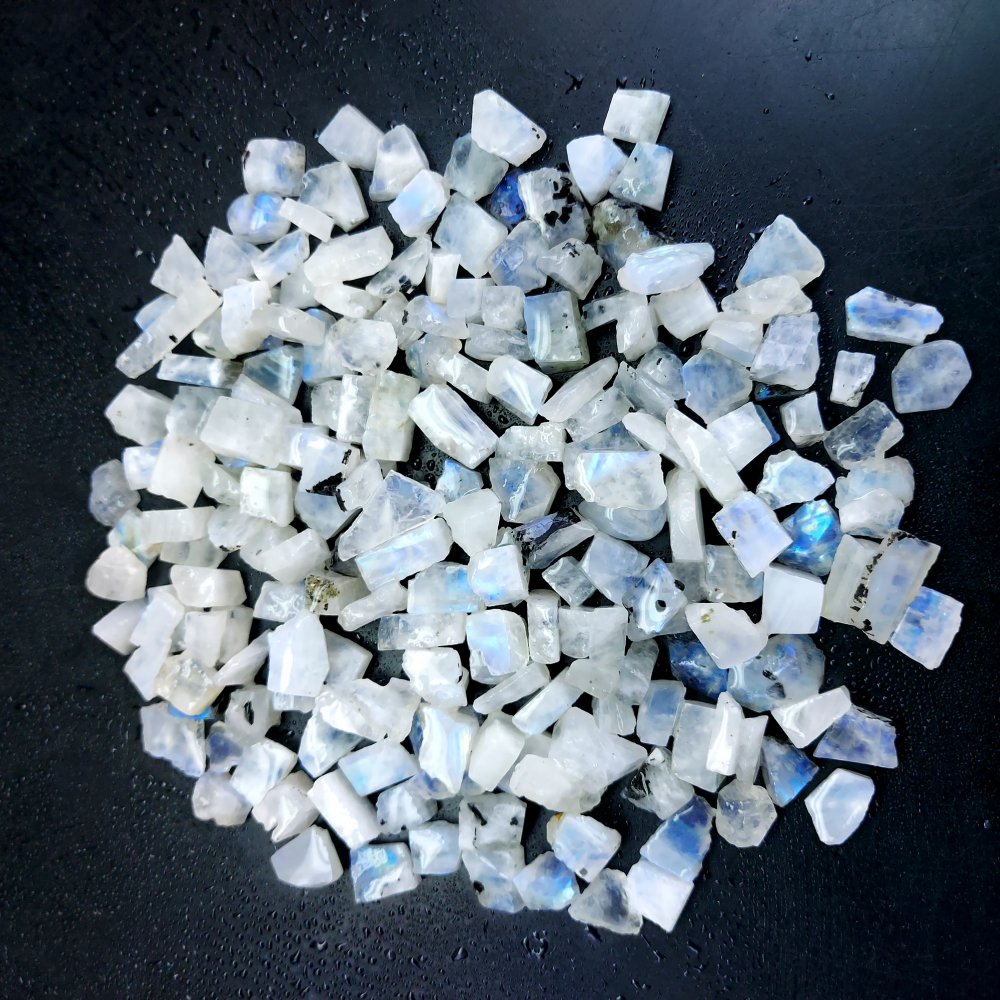 651 Cts. Natural Blue Fire Rainbow Moonstone Rough Loose Gemstone Lot Size 7x8-8x18 mm.#R-12647