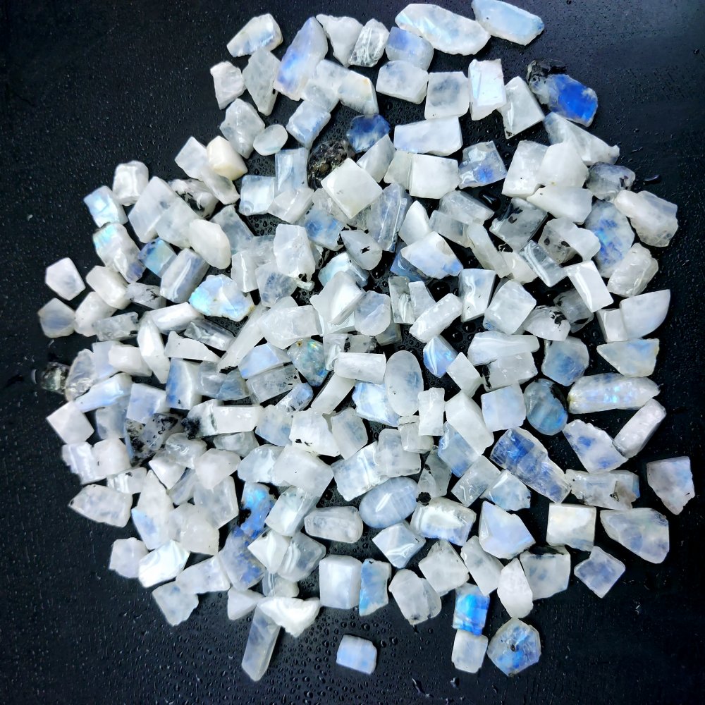 710 Cts. Natural Blue Fire Rainbow Moonstone Rough Loose Gemstone Lot Size 7x8-8x18 mm.#R-12649