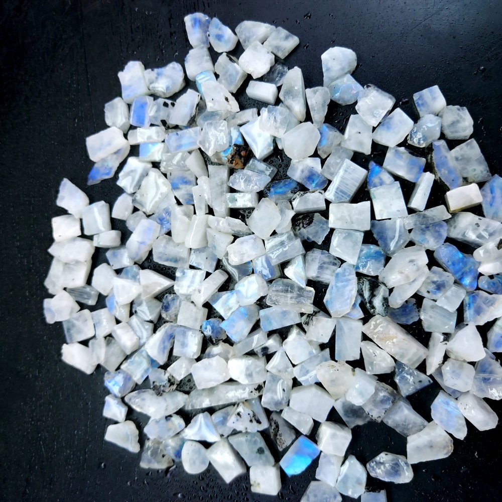 702 Cts. Natural Blue Fire Rainbow Moonstone Rough Loose Gemstone Lot Size 7x8-8x18 mm.#R-12650