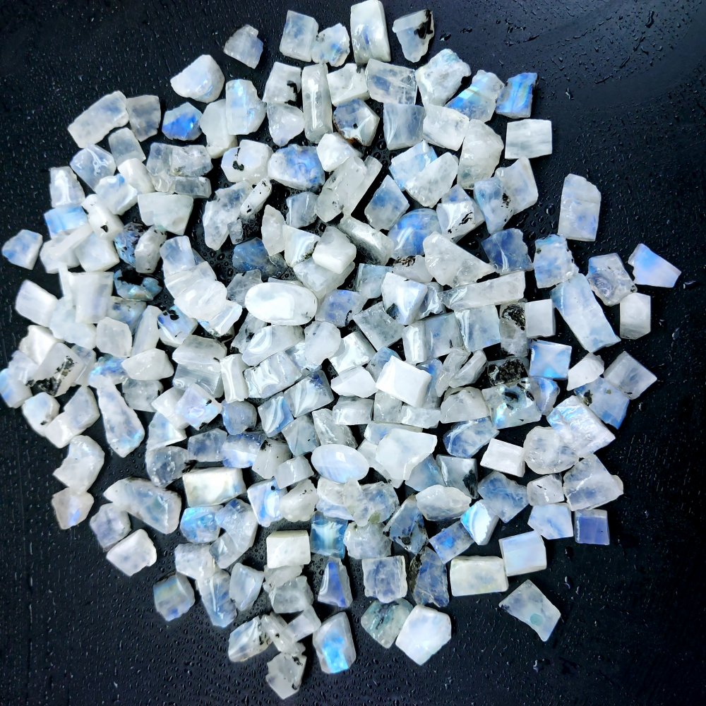 685 Cts. Natural Blue Fire Rainbow Moonstone Rough Loose Gemstone Lot Size 7x8-8x18 mm.#R-12653