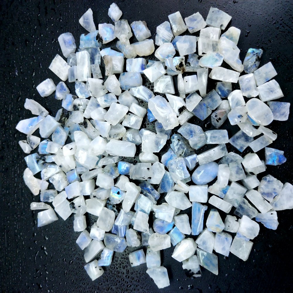 689 Cts. Natural Blue Fire Rainbow Moonstone Rough Loose Gemstone Lot Size 7x8-8x18 mm.#R-12654