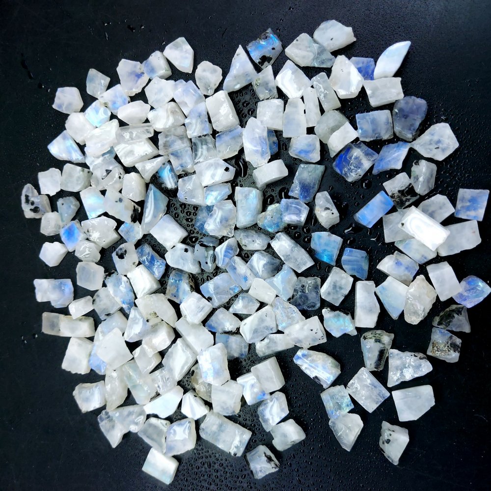 592 Cts. Natural Blue Fire Rainbow Moonstone Rough Loose Gemstone Lot Size 7x8-8x18 mm.#R-12656