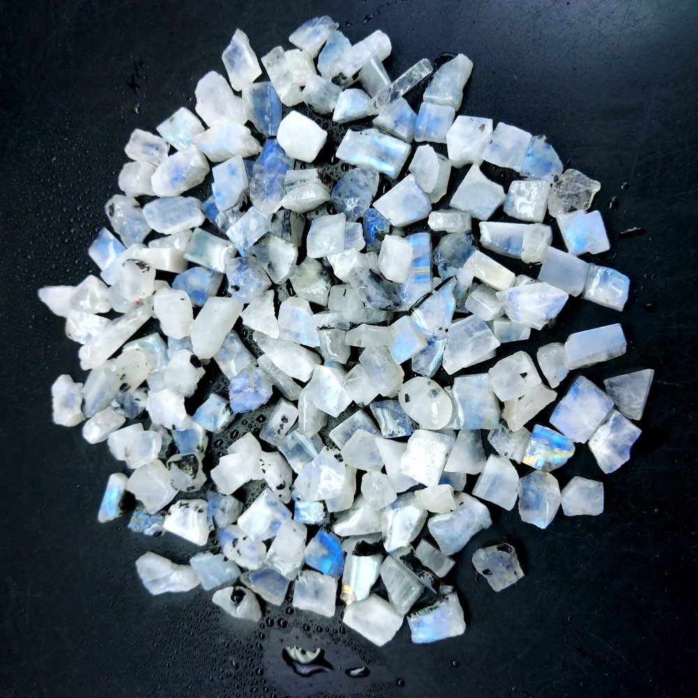 595 Cts. Natural Blue Fire Rainbow Moonstone Rough Loose Gemstone Lot Size 7x8-8x18 mm.#R-12660