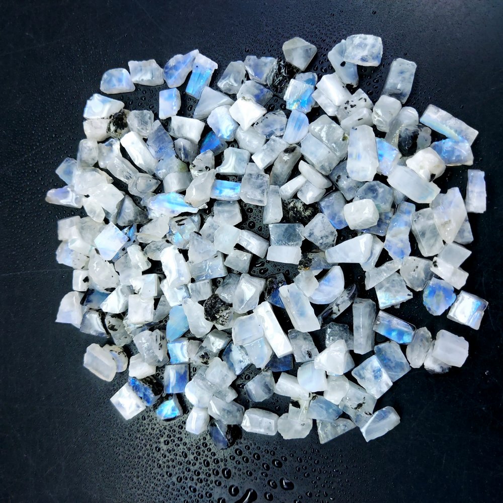 399 Cts. Natural Blue Fire Rainbow Moonstone Rough Loose Gemstone Lot Size 5x6-5x13 mm.#R-12663