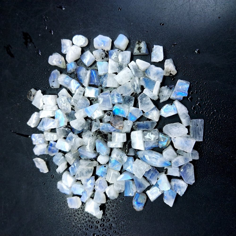 293 Cts. Natural Blue Fire Rainbow Moonstone Rough Loose Gemstone Lot Size 5x6-5x13 mm.#R-12670