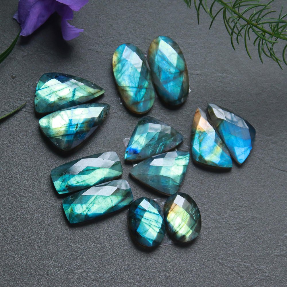 6 Pcs 170 Cts  Natural Labradorite Cut Gemstone, Labradorite Multi Fire Semi-Precious Healing Crystal Lots 13x18-15x27mm #12673