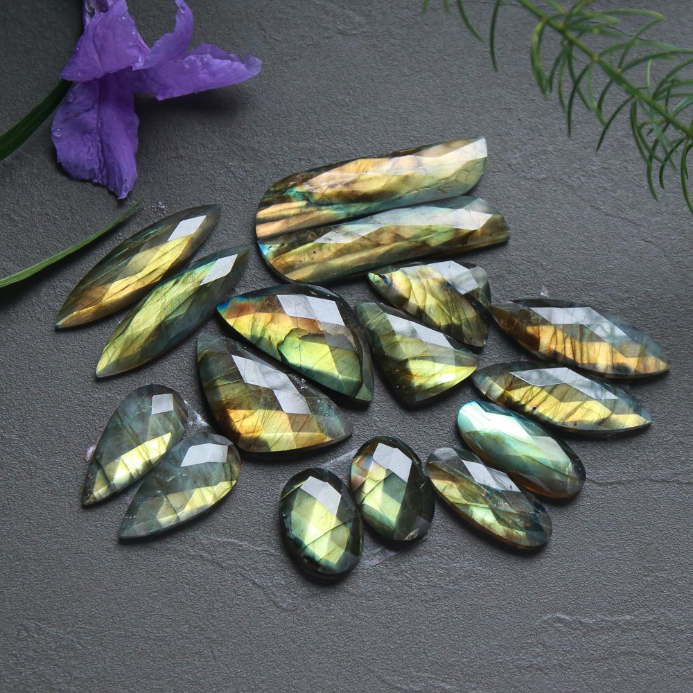 8 Pcs 161 Cts  Natural Labradorite Cut Gemstone, Labradorite Multi Fire Semi-Precious Healing Crystal Lots 11x16-8x40mm #12679