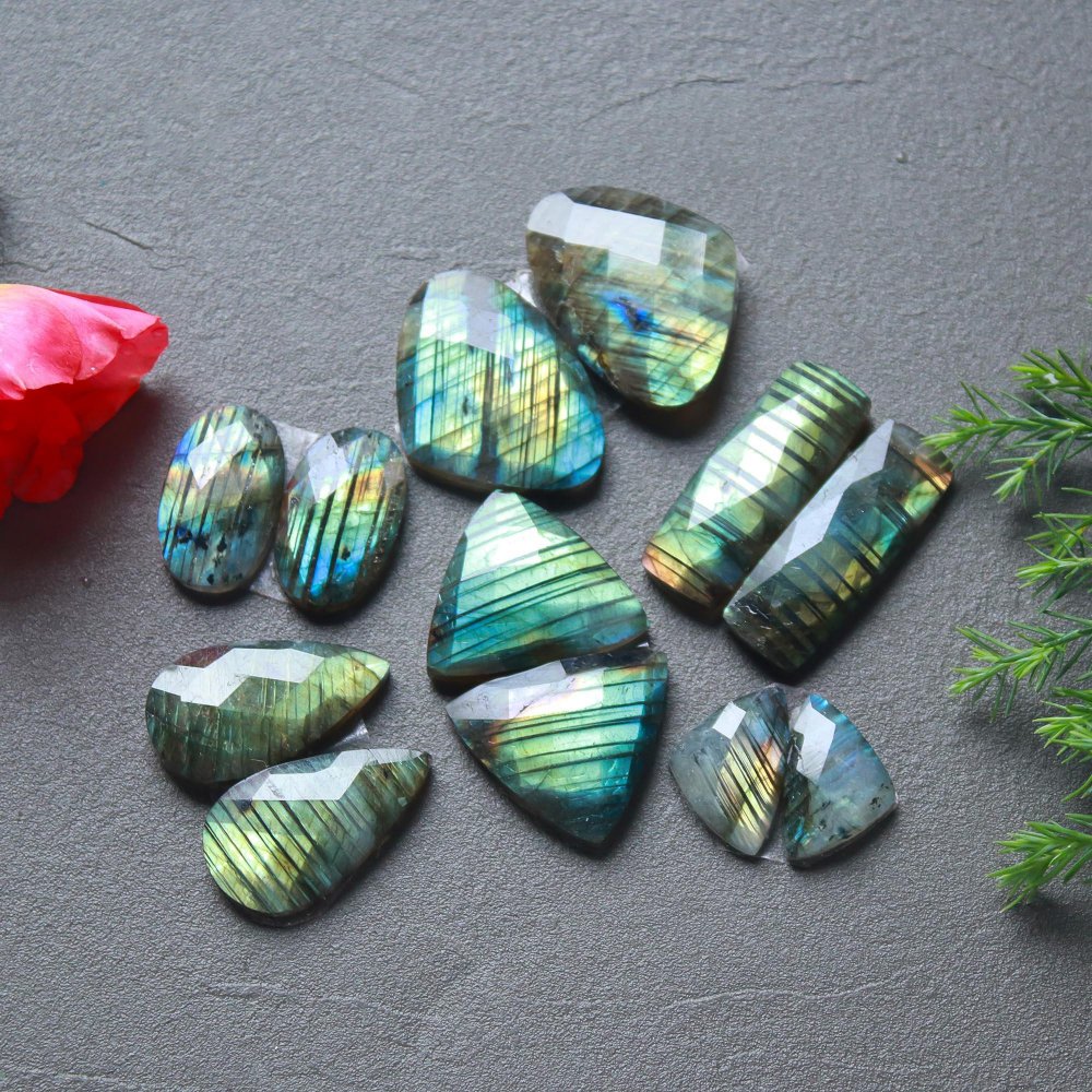 6 Pcs 140 Cts  Natural Labradorite Cut Gemstone, Labradorite Multi Fire Semi-Precious Healing Crystal Lots 11x16-20x26mm #12680