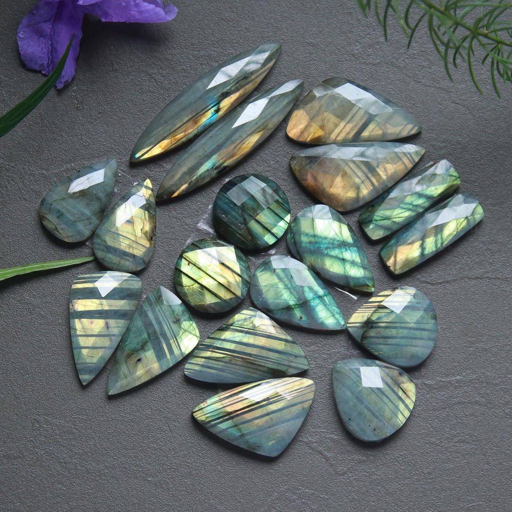 9 Pcs 214 Cts  Natural Labradorite Cut Gemstone, Labradorite Multi Fire Semi-Precious Healing Crystal Lots 8x24-9x42mm #12681