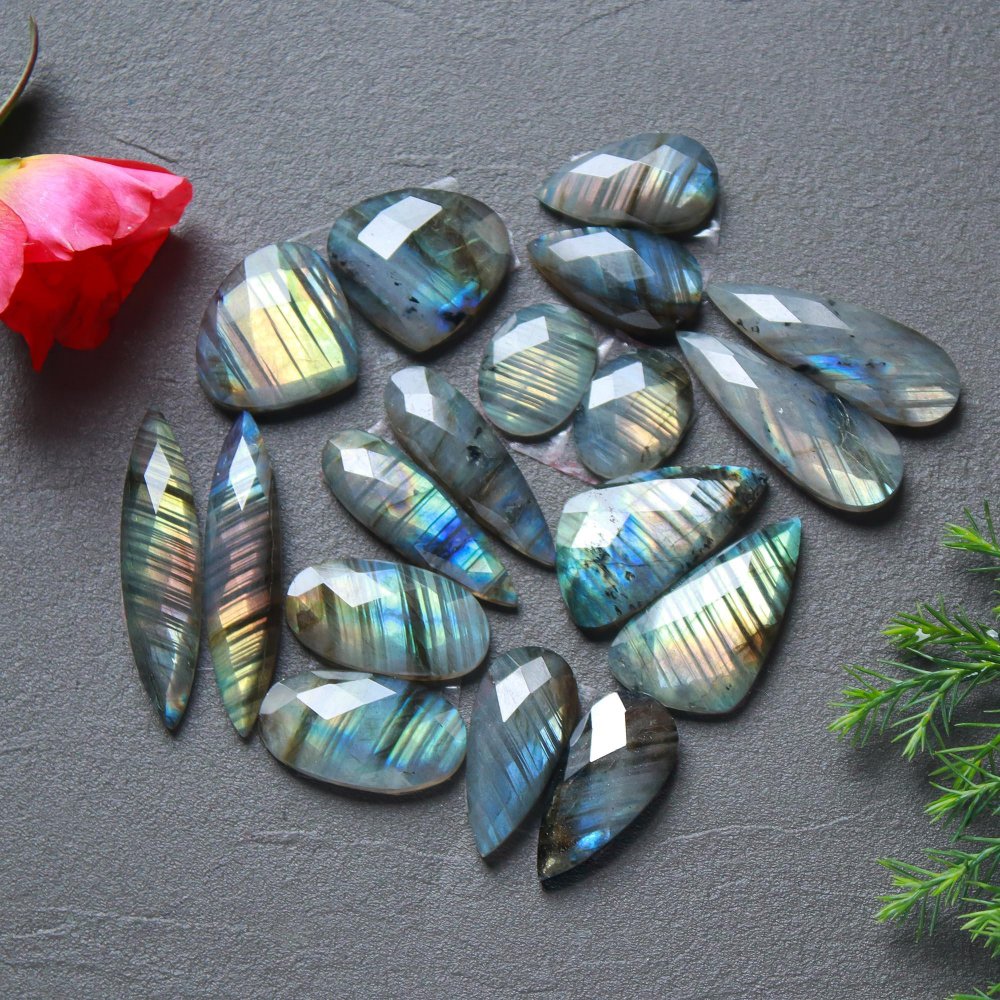 9 Pcs 193 Cts  Natural Labradorite Cut Gemstone, Labradorite Multi Fire Semi-Precious Healing Crystal Lots 11x15-10x30mm #12682