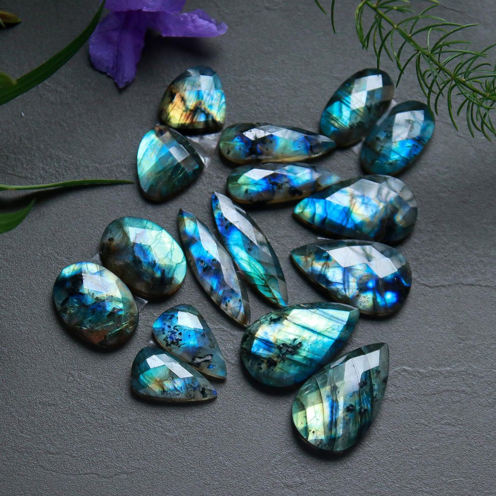 8 Pcs 255 Cts  Natural Labradorite Cut Gemstone, Labradorite Multi Fire Semi-Precious Healing Crystal Lots 11x21-18x32mm #12685