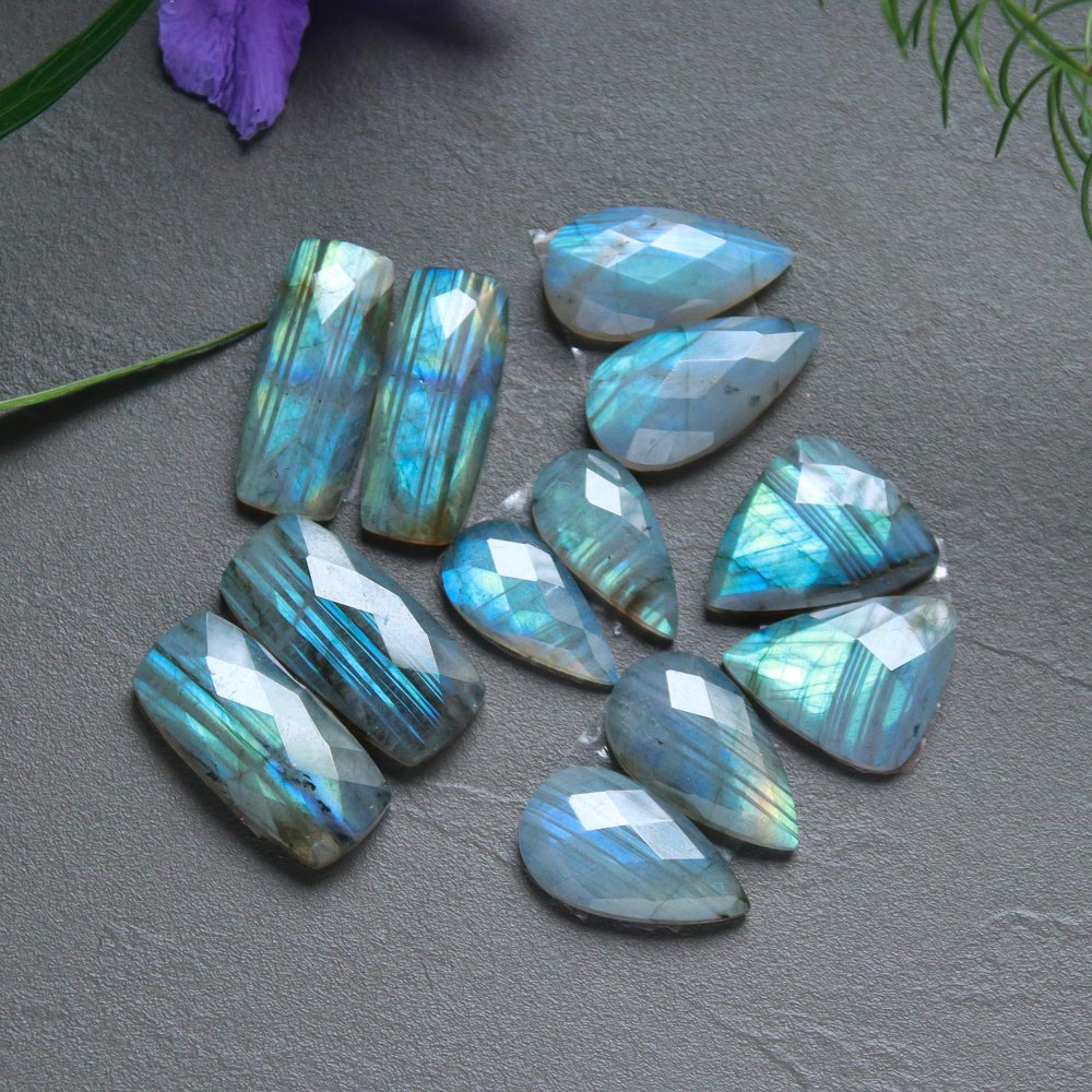 6 Pcs 136 Cts  Natural Labradorite Cut Gemstone, Labradorite Multi Fire Semi-Precious Healing Crystal Lots 10x20-10x25mm #12686