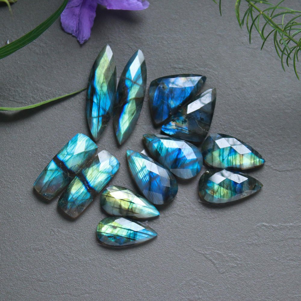 6 Pcs 196 Cts  Natural Labradorite Cut Gemstone, Labradorite Multi Fire Semi-Precious Healing Crystal Lots 11x23-10x40mm #12687