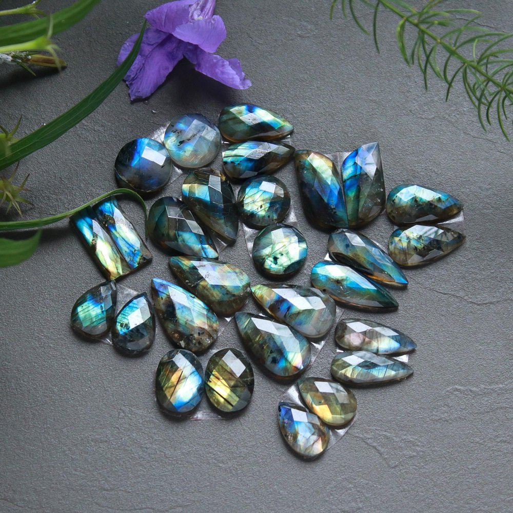 14 Pcs 202 Cts  Natural Labradorite Cut Gemstone, Labradorite Multi Fire Semi-Precious Healing Crystal Lots 9x15-11x21mm #12691