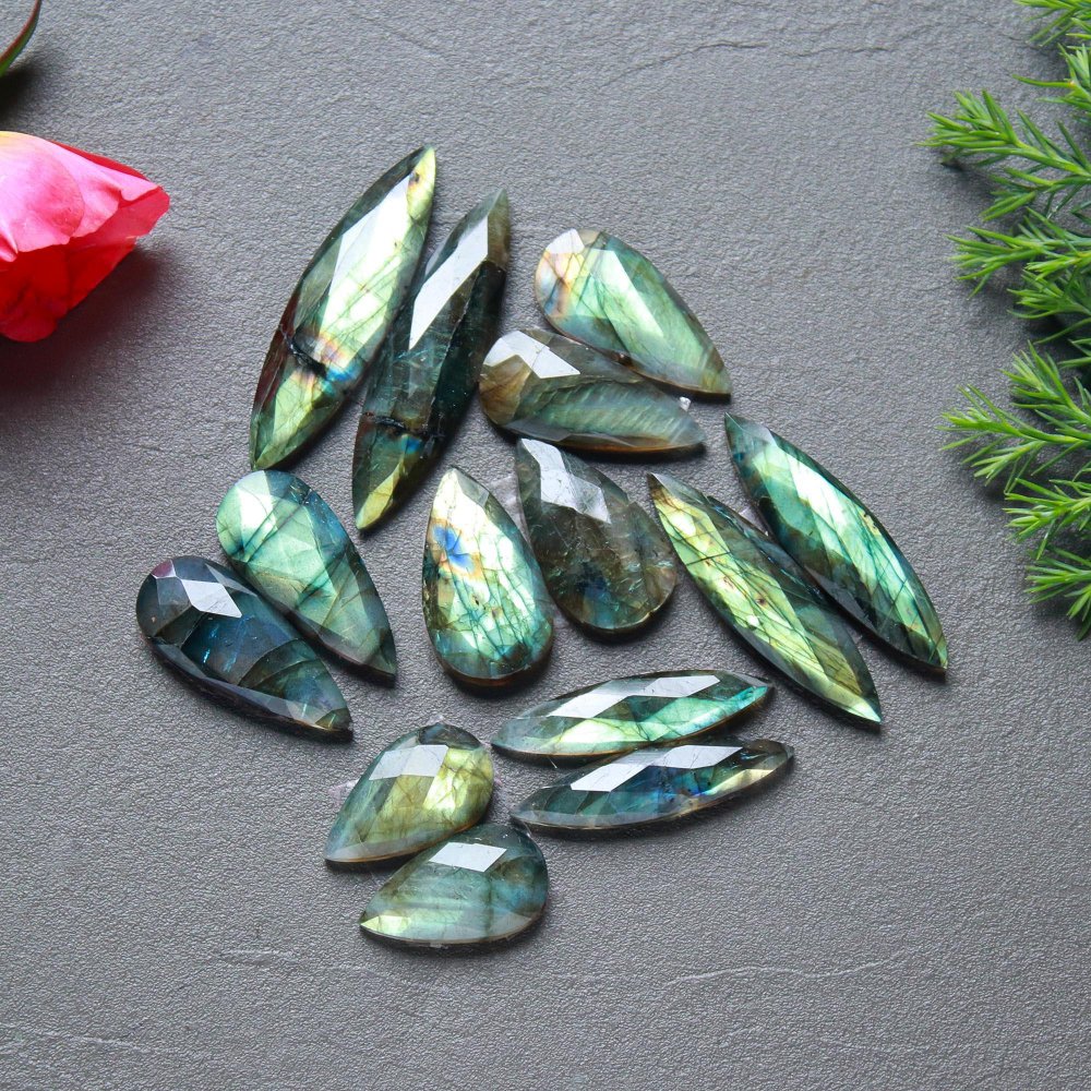 7 Pcs 133 Cts  Natural Labradorite Cut Gemstone, Labradorite Multi Fire Semi-Precious Healing Crystal Lots 11x19-9x38mm #12692