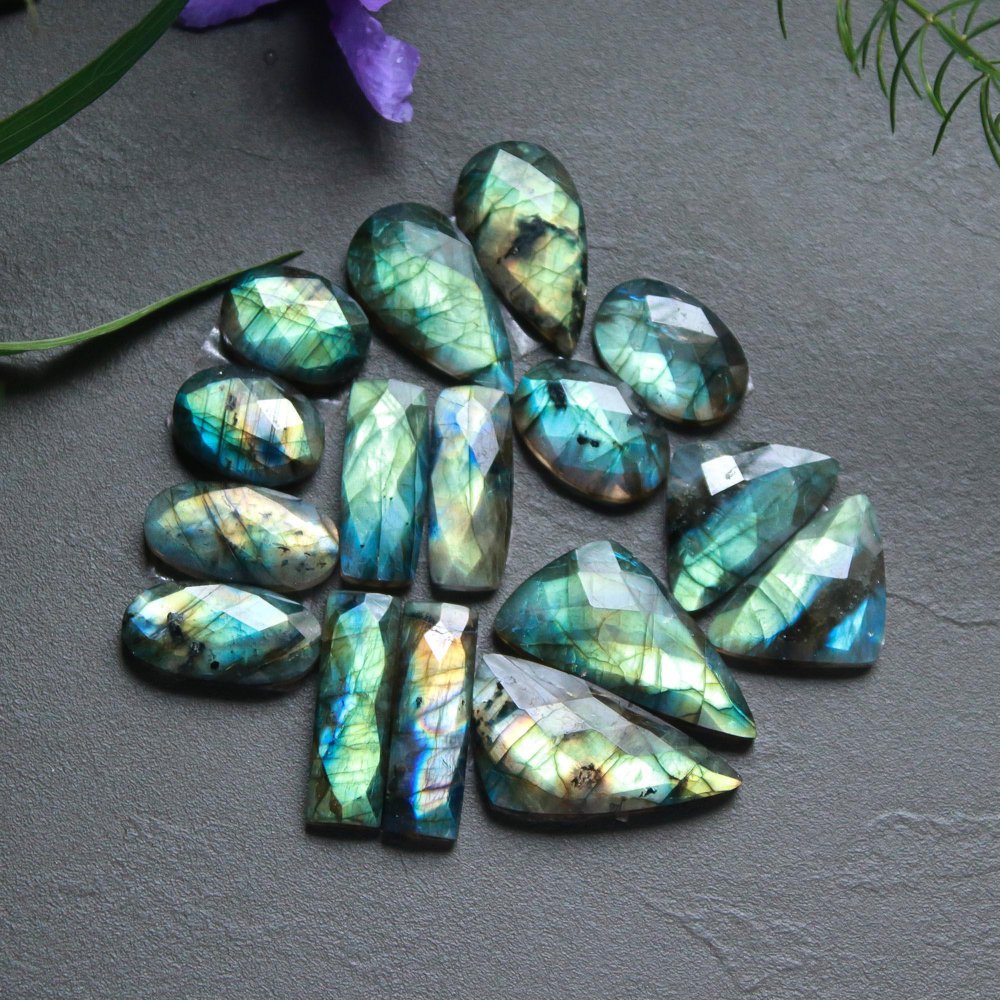 8 Pcs 177 Cts  Natural Labradorite Cut Gemstone, Labradorite Multi Fire Semi-Precious Healing Crystal Lots 12x16-15x30mm #12693