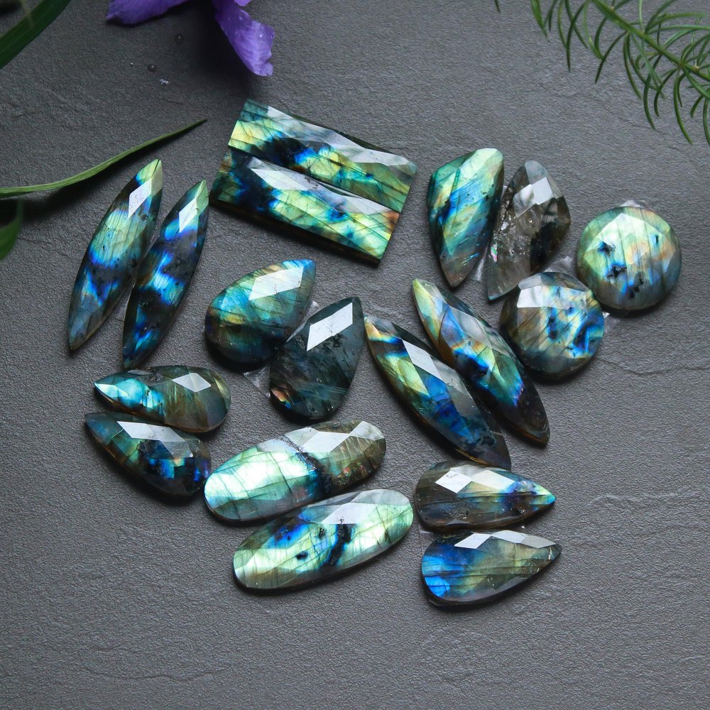 9 Pcs 229 Cts  Natural Labradorite Cut Gemstone, Labradorite Multi Fire Semi-Precious Healing Crystal Lots 10x22-11x31mm #12694