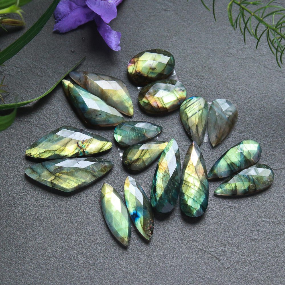 8 Pcs 187 Cts  Natural Labradorite Cut Gemstone, Labradorite Multi Fire Semi-Precious Healing Crystal Lots 10x20-11x32mm #12696