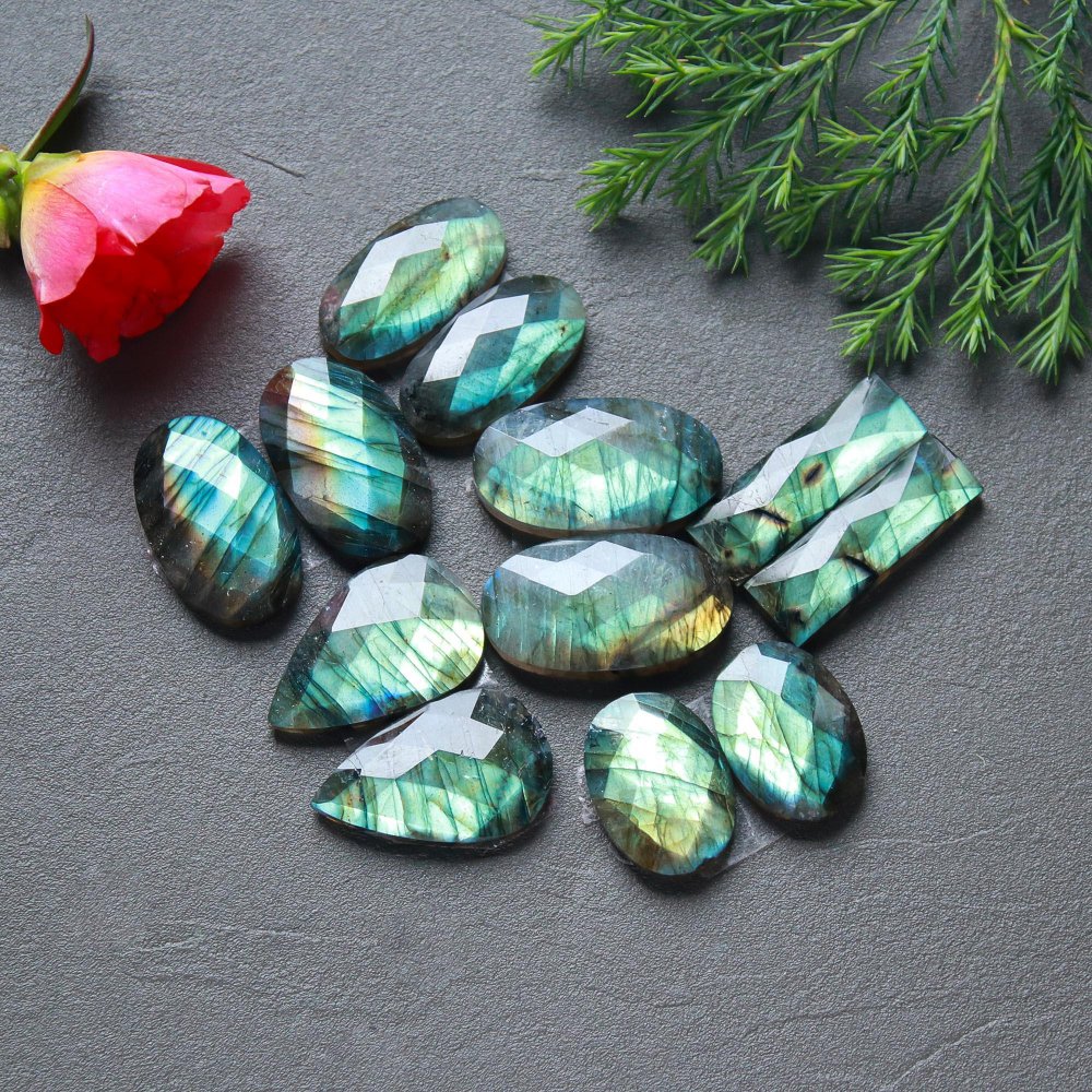 6 Pcs 196 Cts  Natural Labradorite Cut Gemstone, Labradorite Multi Fire Semi-Precious Healing Crystal Lots 15x20-15x27mm #12697