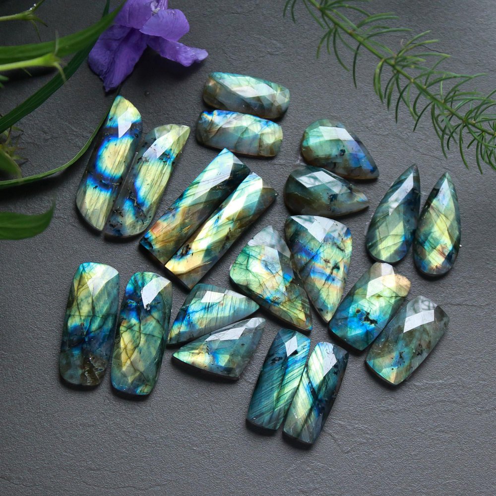 10 Pcs 345 Cts  Natural Labradorite Cut Gemstone, Labradorite Multi Fire Semi-Precious Healing Crystal Lots 14x24-18x30mm #12698