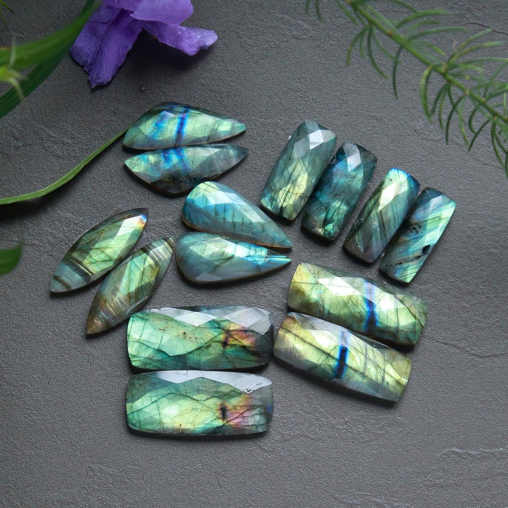 7 Pcs 184 Cts  Natural Labradorite Cut Gemstone, Labradorite Multi Fire Semi-Precious Healing Crystal Lots 8x22-14x32mm #12700