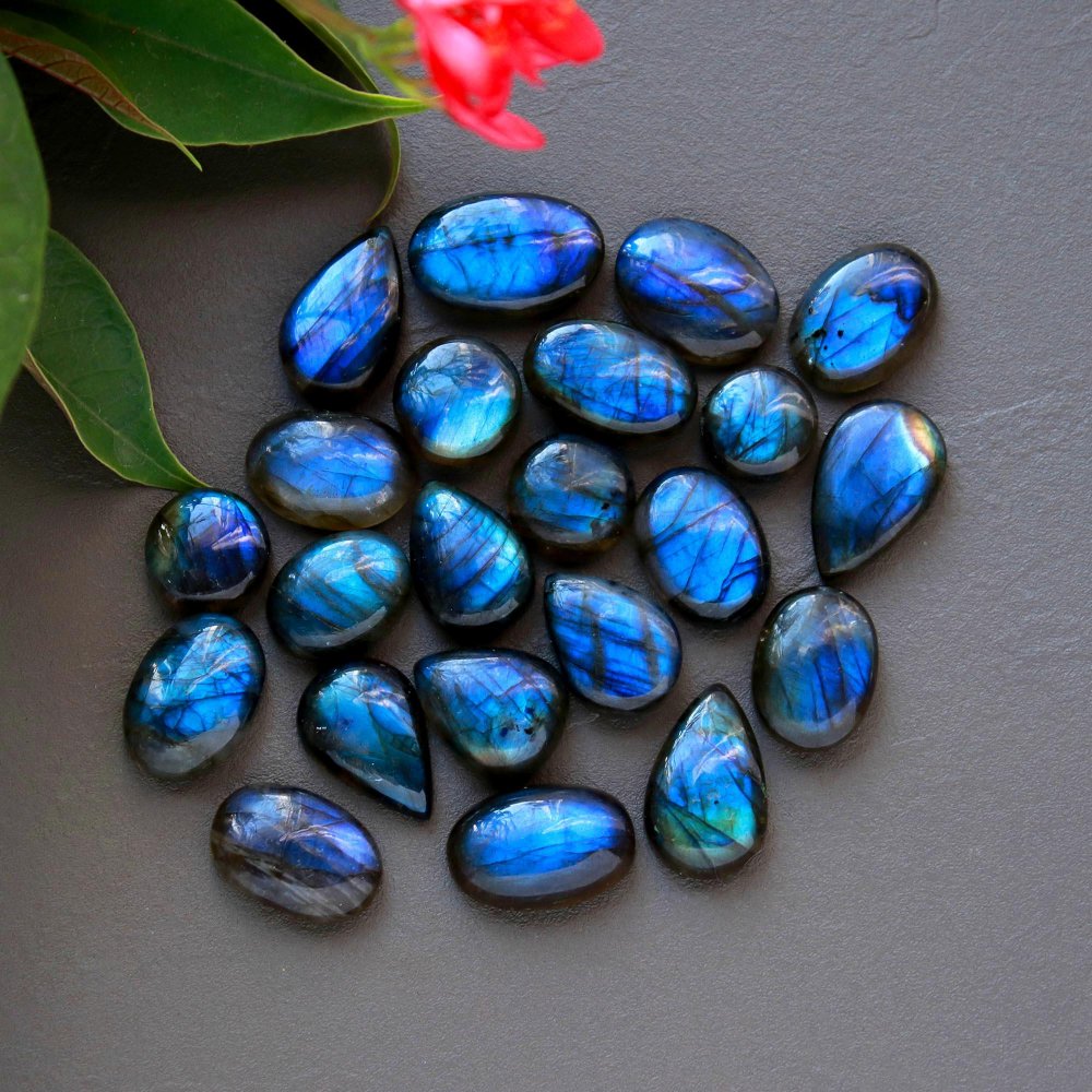 22 Pcs 222 Cts  Natural Labradorite Cabochon Loose Gemstone Jewelry Wire Wrapped Pendant Semi-Precious Healing Crystal Lots 11x11-20x12mm #12873