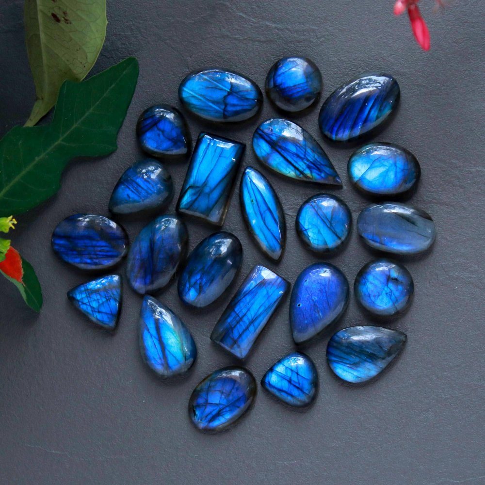 22 Pcs 216 Cts  Natural Labradorite Cabochon Loose Gemstone Jewelry Wire Wrapped Pendant Semi-Precious Healing Crystal Lots 14x12-23-x11mm #12874