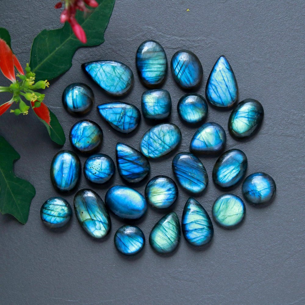 26 Pcs 243 Cts  Natural Labradorite Cabochon Loose Gemstone Jewelry Wire Wrapped Pendant Semi-Precious Healing Crystal Lots 11x11-20x12mm #12875