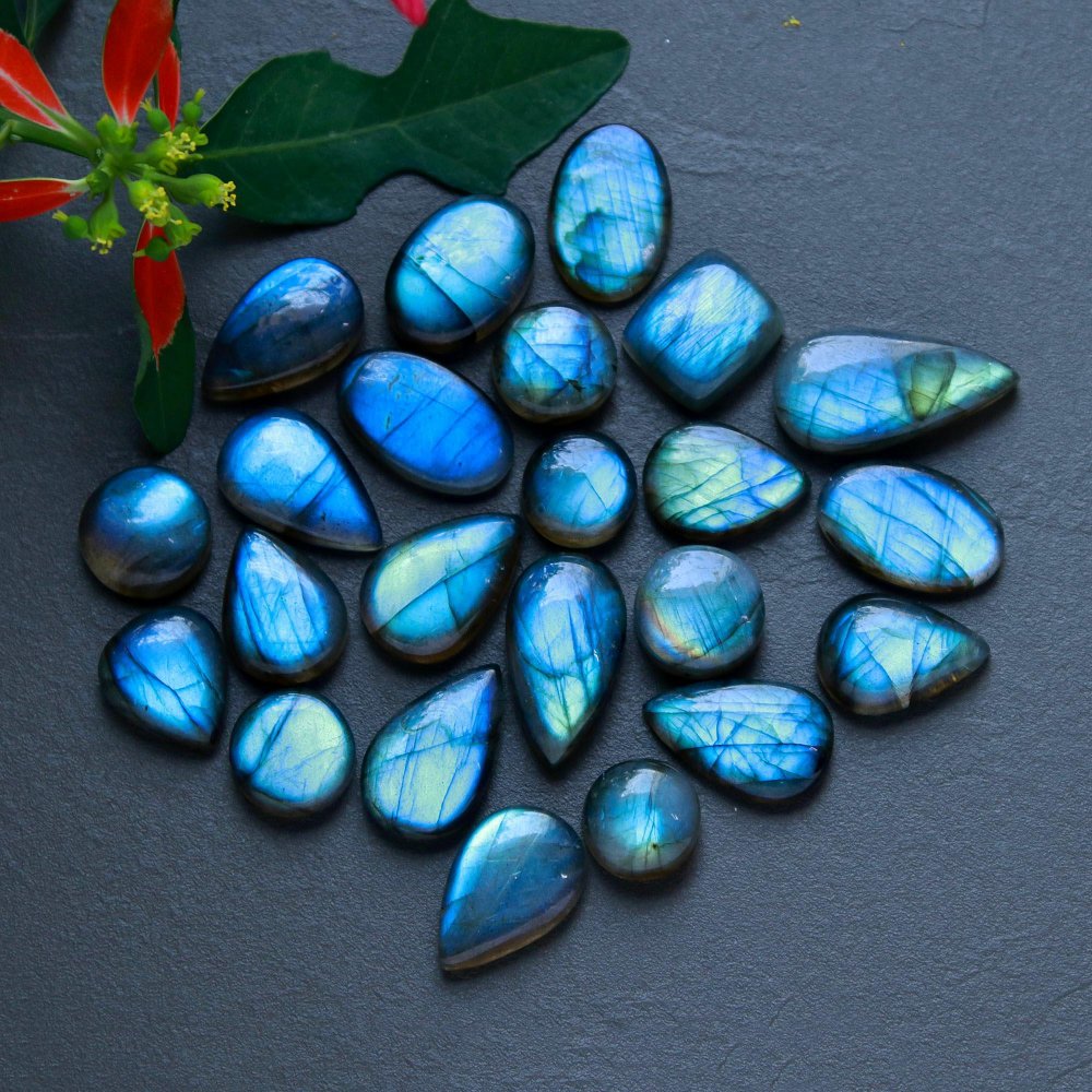 23 Pcs 210 Cts  Natural Labradorite Cabochon Loose Gemstone Jewelry Wire Wrapped Pendant Semi-Precious Healing Crystal Lots 11x11-25x12mm #12876