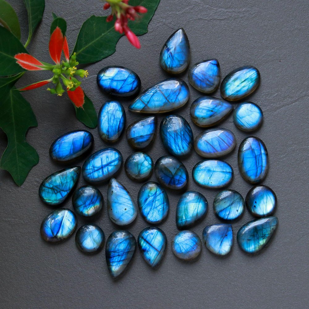 31 Pcs 275 Cts  Natural Labradorite Cabochon Loose Gemstone Jewelry Wire Wrapped Pendant Semi-Precious Healing Crystal Lots 11x11-26x12mm #12878