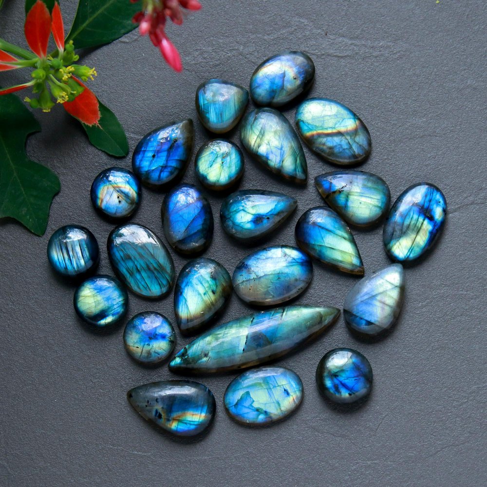 23 Pcs 228 Cts  Natural Labradorite Cabochon Loose Gemstone Jewelry Wire Wrapped Pendant Semi-Precious Healing Crystal Lots 11x11-42x11mm #12879