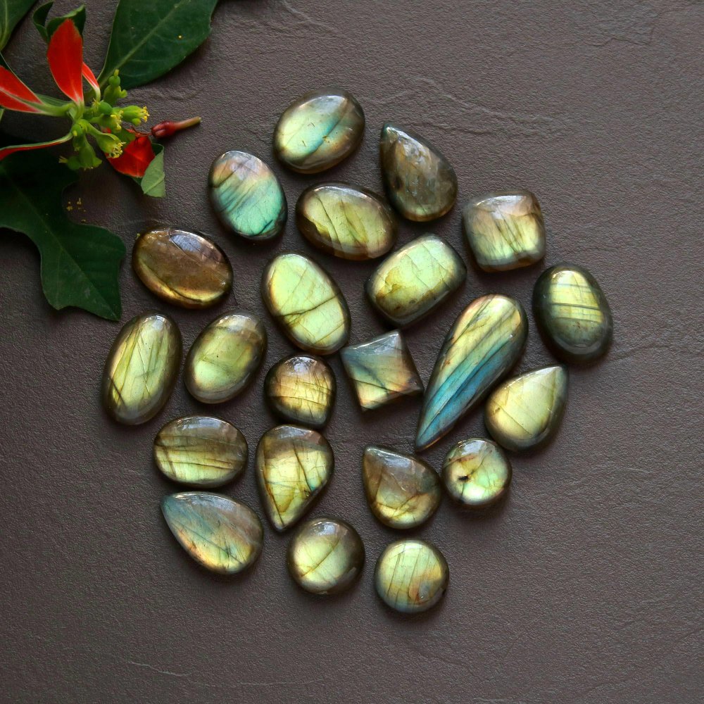 22 Pcs 190 Cts  Natural Labradorite Cabochon Loose Gemstone Jewelry Wire Wrapped Pendant Semi-Precious Healing Crystal Lots 13x11-30x12mm #12885